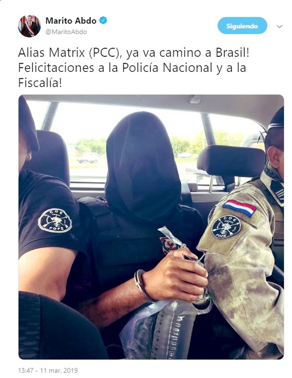 Presidente confirma expulsión de líder del PCC y felicita trabajo fiscal policial | .::Agencia IP::.
