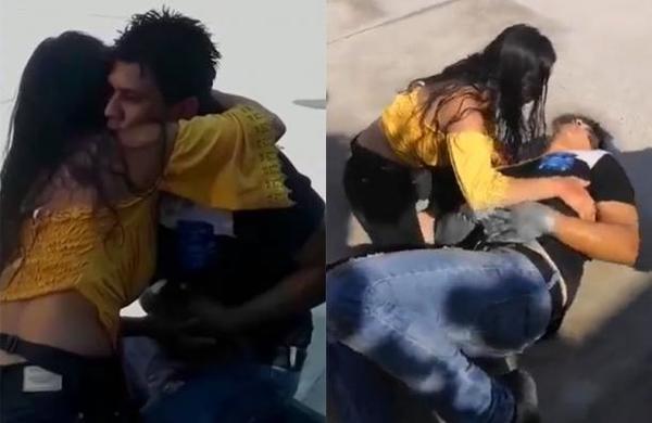 Jovencita apuñala a su pareja y luego, entre lágrimas, le ruega que no se muera - C9N