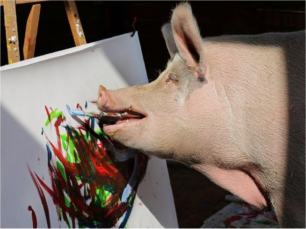 Cerdita pintora Pigcasso acapara la atención en granja de Sudáfrica