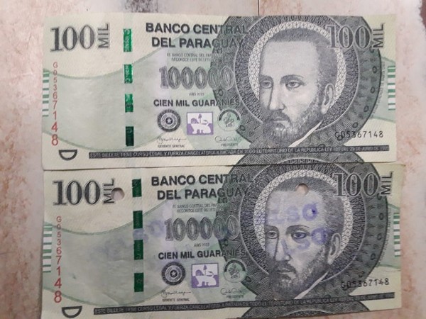 Alertan sobre circulación de billetes falsos de G. 100.000