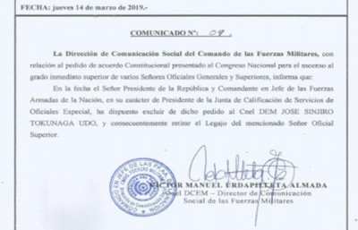 Mario Abdo excluye a un coronel de la lista de ascensos - Radio 1000 AM