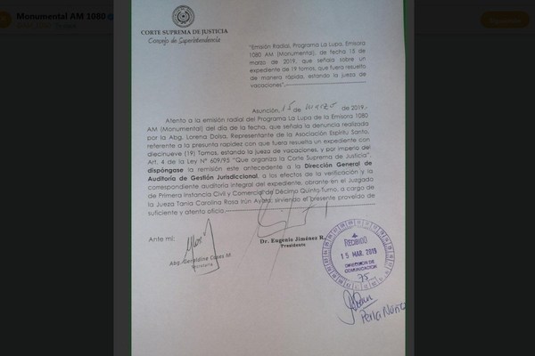 Investigarán llamativa celeridad para resolver expediente judicial