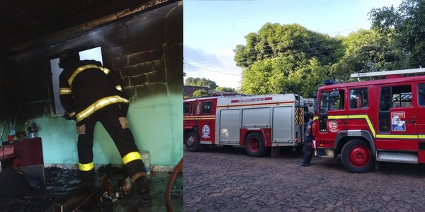 INCENDIO DE VIVIENDA DE MATERIAL EN SAN JUAN DEL PARANÁ.