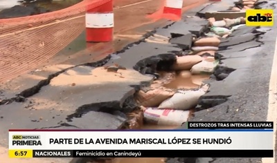 Colapsa gran parte de la avenida Mcal López debido a lluvias