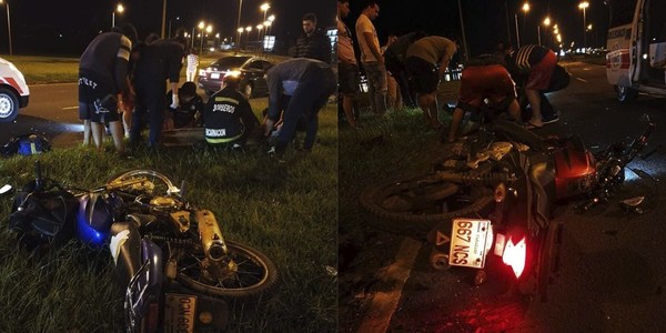 DOS MOTOCICLETAS CHOCARON ESTA MADRUGADA EN ENCARNACIÓN.
