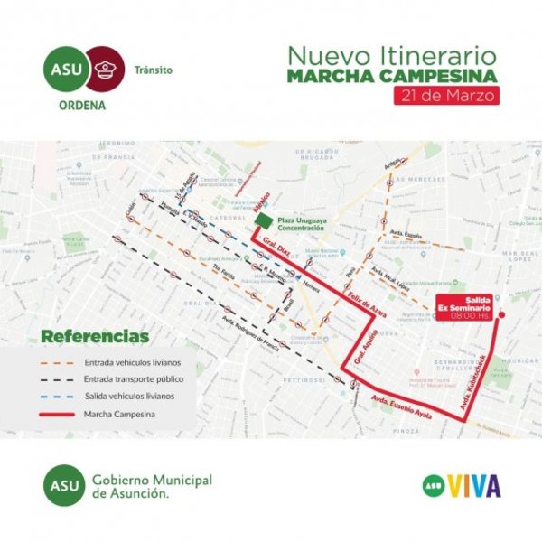 Marcha campesina: establecen desvíos y controles - 730am - ABC Color
