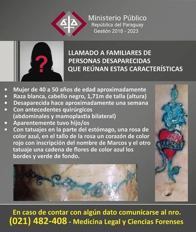 Fiscalía pide a la ciudadanía ayudar a identificar el cuerpo de una mujer