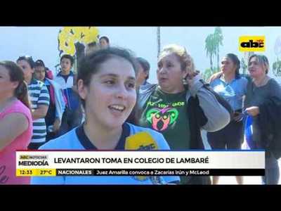 Levantaron toma en colegio de Lambaré - Tv - ABC Color
