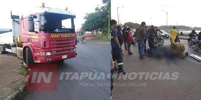 ENCARNACIÓN: MOTOCICLISTA LESIONADO TRAS IMPACTAR CONTRA UN CAMIÓN