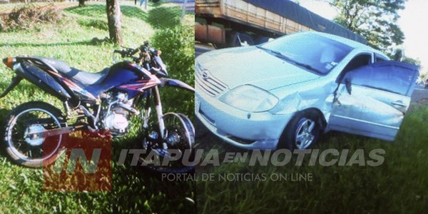 ACCIDENTE EN CAPITÁN MIRANDA DEJA A MOTOCICLISTA LESIONADO.