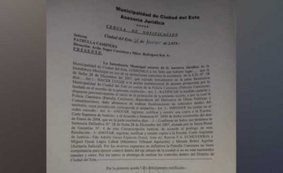 Policía Municipal "recordó" amparo contra Caminera