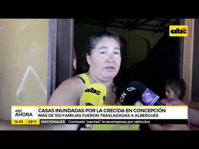 Casas inundadas por la crecida en Concepción - Tv - ABC Color