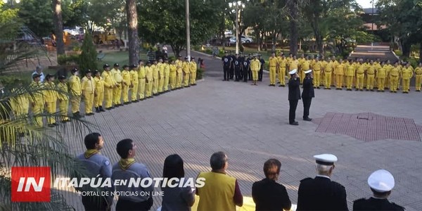 JURÓ LA PRIMERA REMESA DE BOMBEROS AMARILLOS EN CNEL. BOGADO.