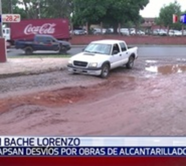 Colapsan desvíos por obras de alcantarillado en San Lorenzo - Paraguay.com