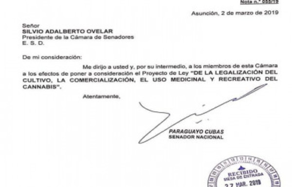 Senador Paraguayo Cubas introdujo un proyecto de legalización del cannabis - Radio 1000 AM