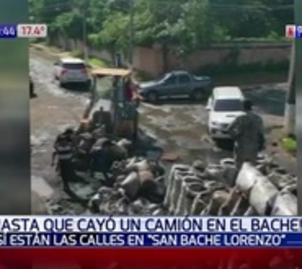 Bache en San Lorenzo se “tragó” un camión y generó caos - Paraguay.com