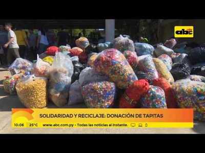 Solidaridad y reciclaje: Donación de tapitas - Tv - ABC Color