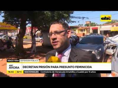 Decretan prisión para presunto feminicida - Tv - ABC Color