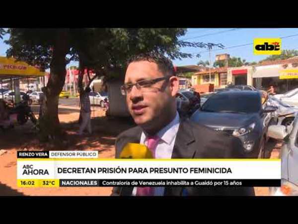 Decretan prisión para presunto feminicida - Tv - ABC Color