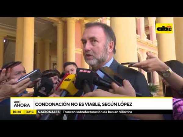 Condonación no es viable, según López - Tv - ABC Color