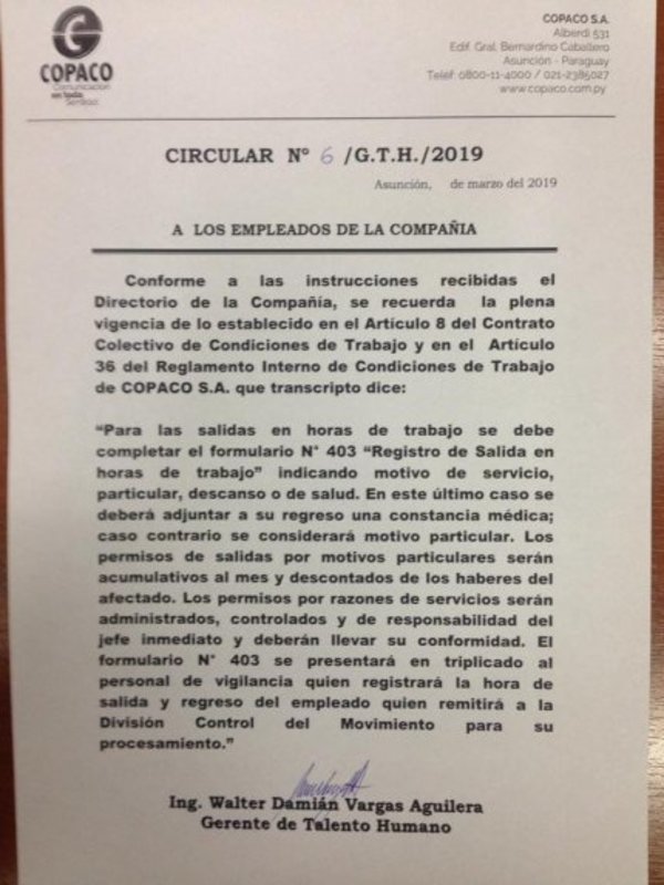 Copaco advierte a funcionarios | Paraguay en Noticias