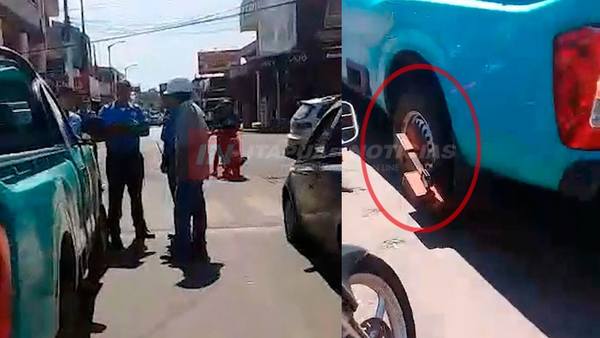 TRÁNSITO COLOCÓ EL CEPO A CAMIONETA DE LA ANDE EN EL CIRCUITO COMERCIAL.