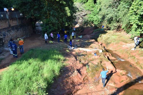 Sigue limpieza del arroyo Fortín de Villa Elisa