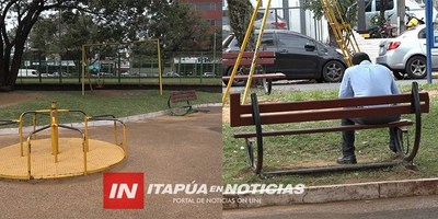 ZONA DE JUEGOS DE LA PLAZA DE ARMAS EN DEPLORABLE ESTADO.