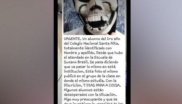 Amenaza de "masacre" a estudiantes de Santa Rita habría sido un "mal entendido" » Ñanduti