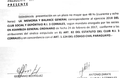 Emplazan al presidente de Corrales | Diario Vanguardia 08