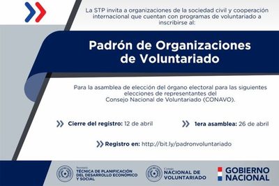 Convocan a organizaciones para inscribirse y elegir representantes ante el Consejo Nacional de Voluntariado | Paraguay en Noticias