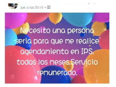 Doña pide gente que le saque turno en el IPS