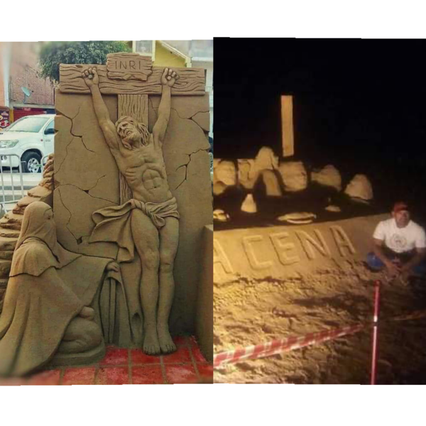 Ofrece esculturas de arena para Semana Santa