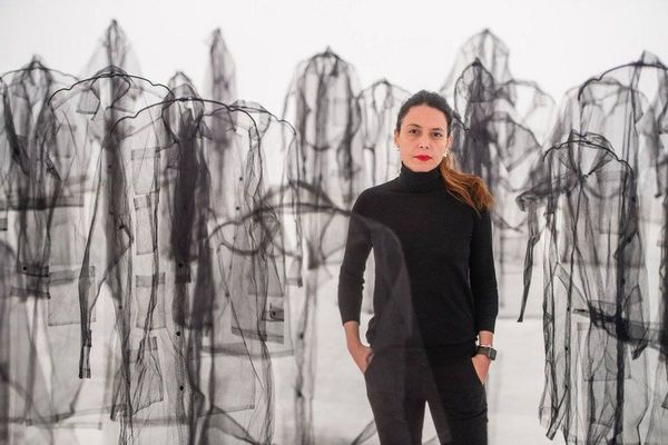 Instalaciones y colección de ñandutíes en exposición