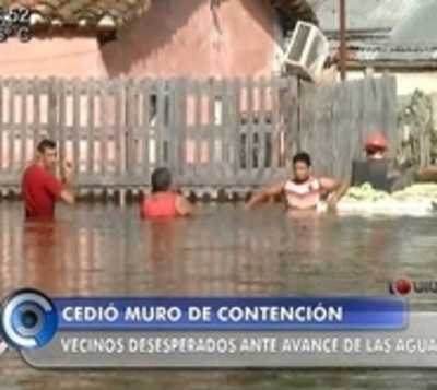 Cedió muro de contención y el río inunda viviendas en Sajonia  - Paraguay.com