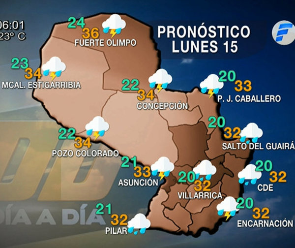 Probabilidad de precipitaciones dispersas para hoy y mañana