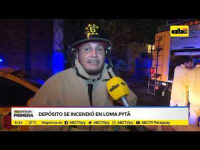 Deposito se incendió en Loma Pytã - Tv - ABC Color