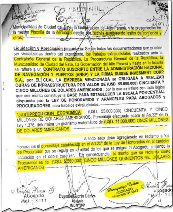 Payo Cubas y otros dos abogados reclaman US$ 5 millones a Puertos - Edicion Impresa - ABC Color