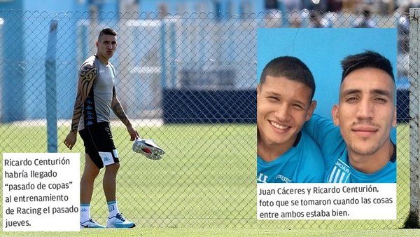 Una figura de Racing a los golpes con el paragua