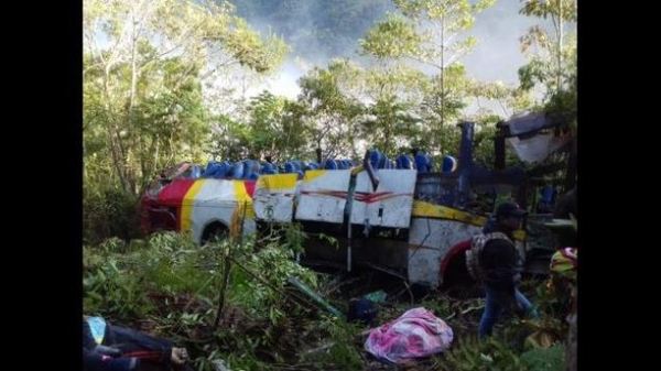 Al menos 17 muertos al chocar y caer por un barranco un autobús en Bolivia | .::Agencia IP::.