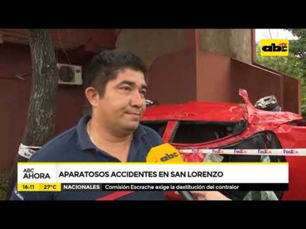 Aparatosos accidentes en San Lorenzo - Tv - ABC Color