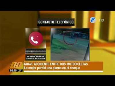 Grave accidente entre dos motocicletas