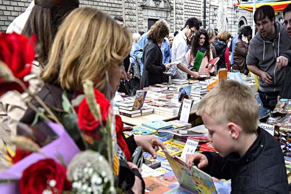 Día de Sant Jordi con libros y rosas
