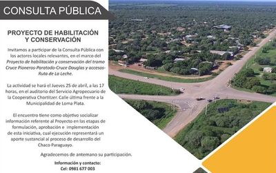 Audiencia Pública para conocer detalles de la Ruta de la Lecha