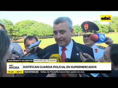 Justifican guardia policial en supermercados - Tv - ABC Color