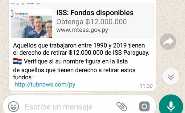 Tiene derecho a retirar 12 millones: el nuevo fraude vía WhatsApp que crea ilusión | Paraguay en Noticias