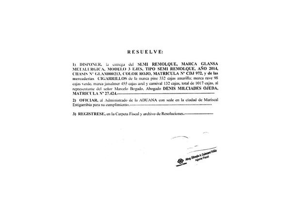 Fiscal Cazenave fue denunciado por liberar carga ilegal de cigarrillos
