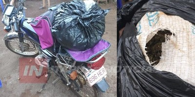 M. OTAÑO: HACIA FLETE DE MARIHUANA EN UNA MOTOCICLETA Y FUE CAPTURADO.