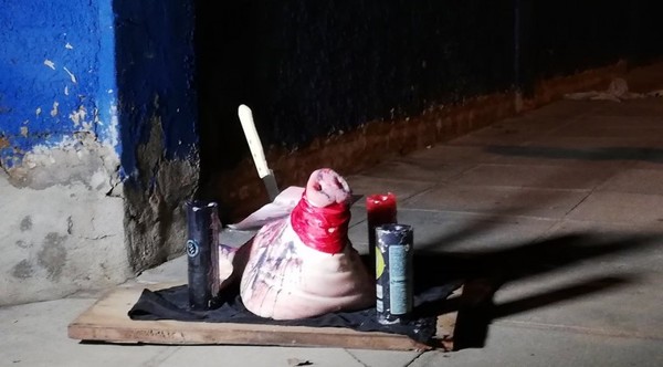Dejan cabeza de chanco y un mensaje cerca de estadio de Luqueño - ADN Paraguayo