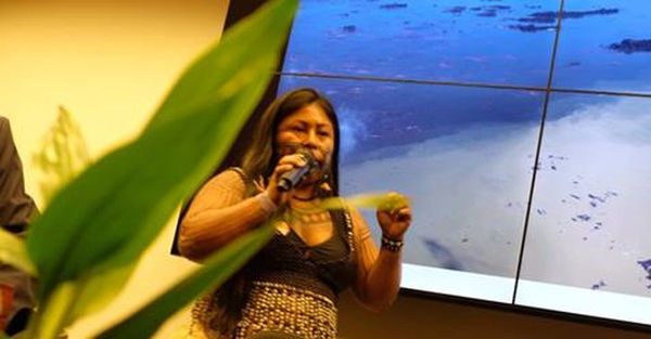 Tibia recepción a indígenas en el Congreso de Brasil